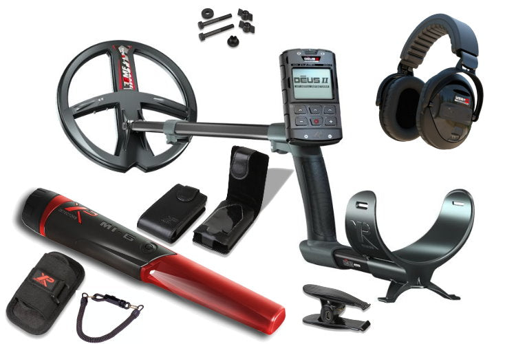 Metalldetektor XP DEUS II mit Funkkopfhörer WSA XL ST und MI-6 Pinpointer