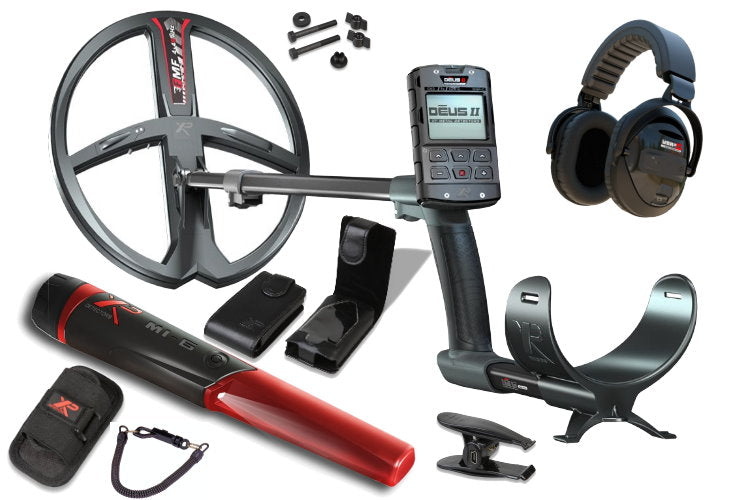 Metalldetektor XP DEUS II mit Funkkopfhörer WSA XL ST und MI-6 Pinpointer