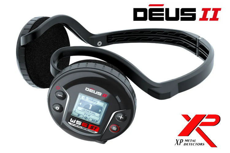 Metalldetektor XP DEUS II 28cm Spule mit Funkkopfhörer WS6 ST sowie MI-6 Pinpointer & XP Rucksack