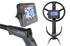Metalldetektor XP IconX mit 28cm Suchspule und WSA Stereo-Funkkopfhörer Display, Rückansicht & Teleskopstange